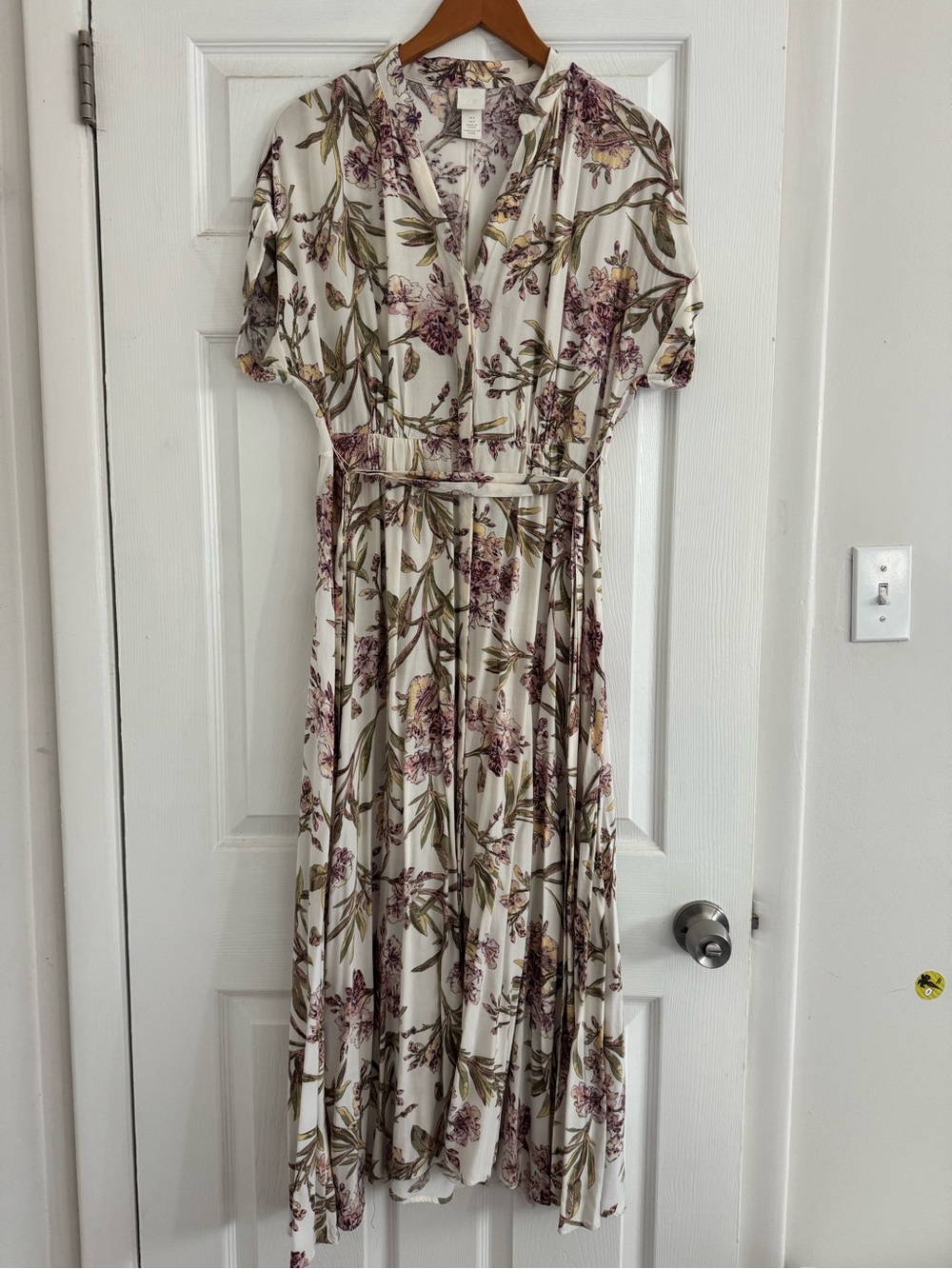 H&M Cream Maxi Dress with Mauve Floral Print
